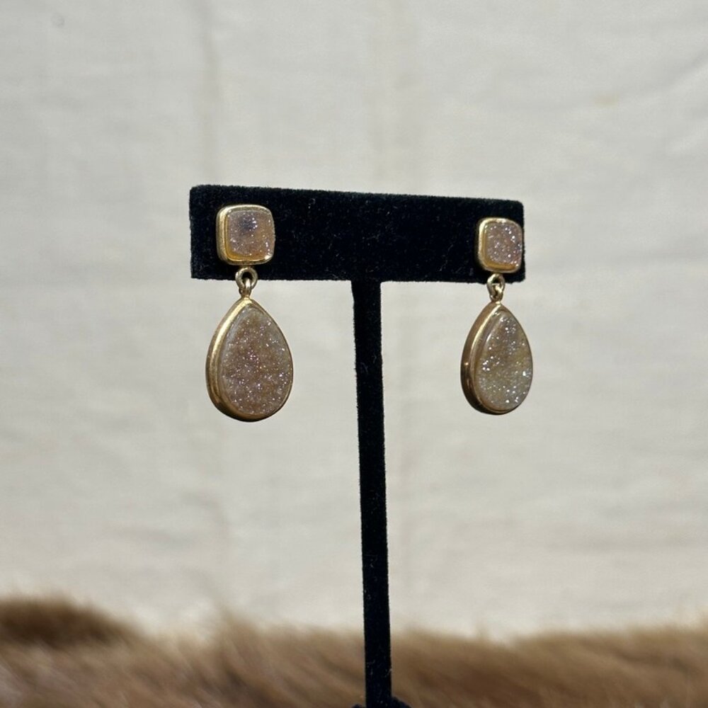 Marcia Moran Gold-Filled Druzy Teardrop Earrings - Picture 3 of 3